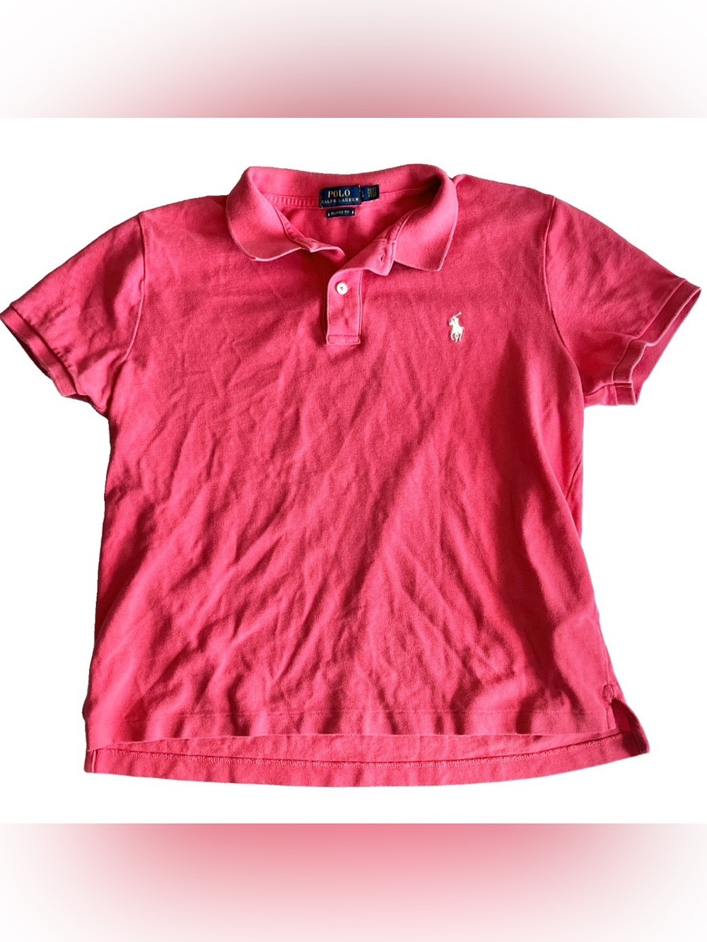 Polo Ralph Lauren cotton pique shirt large classic fit short sleeve pony pinkred